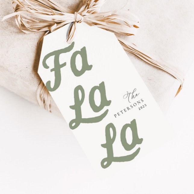 Falala Modern Retro Sage Green Karierte Weihnachte Geschenkanhänger (Von Creator hochgeladen)