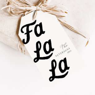 Falala Modern Retro Schwarz-Weiß Karo Weihnachten Geschenkanhänger