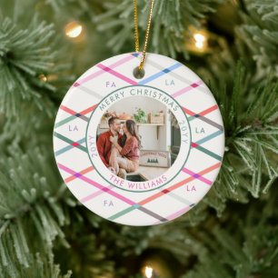 Falala Pastel Checkered Pattern Weihnachtsfeiertag Keramik Ornament