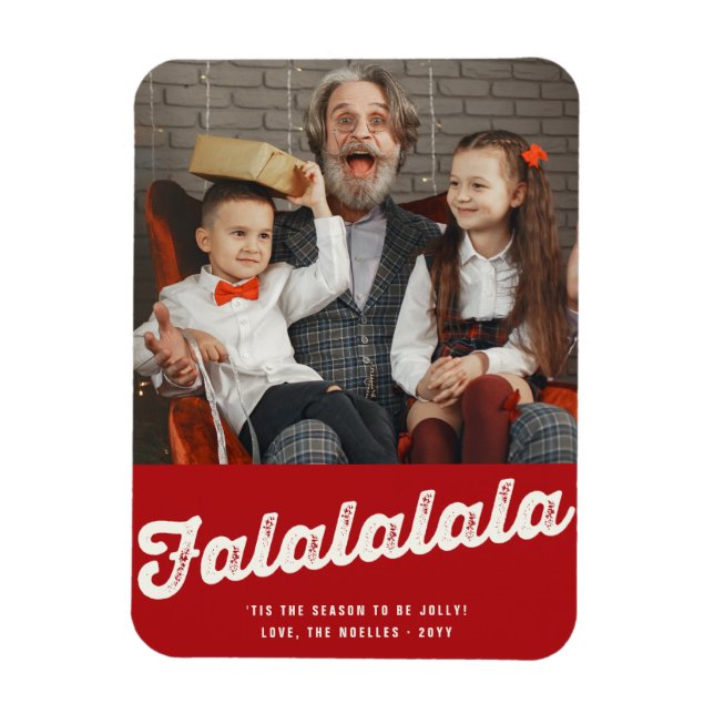 Falalala Bold Script Fun Klassisches Weihnachtsfes Magnet (Vertikal)