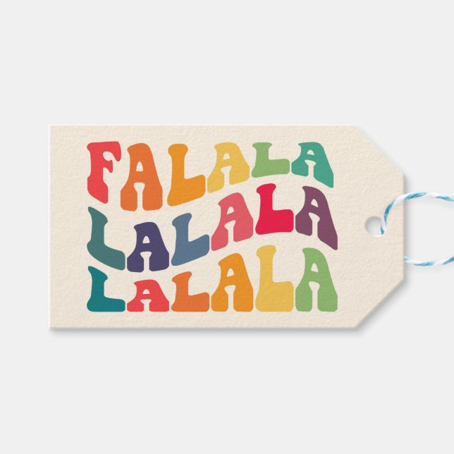 Falalala Groovy Wavy Bunte Weihnachten Geschenkanhänger (Vorderseite (Horizontal))