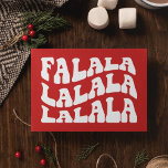 Falalala Groovy Wavy Typografie Red Christmas Feiertagskarte<br><div class="desc">FaLaLaLaLaLa Weihnachtskarte: Retro-Design,  mit einer Vintagen Typografie und einem klassischen roten Hintergrund</div>