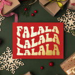 Falalala Groovy Wavy Typografie Red Christmas Folien Feiertagskarte<br><div class="desc">FaLaLaLaLaLa Weihnachtskarte: Retro-Design,  mit einer Vintagen Typografie in Goldfolie und einem klassischen roten Hintergrund</div>
