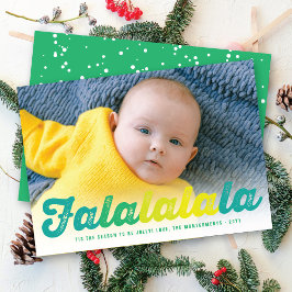 Falalala Limon Ombre Script Fun Weihnachtswein Fot Feiertagskarte