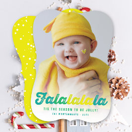 Falalala Limon Ombre Script Fun Weihnachtswein Fot Feiertagskarte