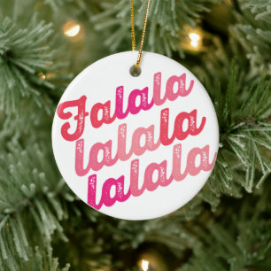 Falalala Pink Ombre Bold Script Foto Weihnachten Keramikornament