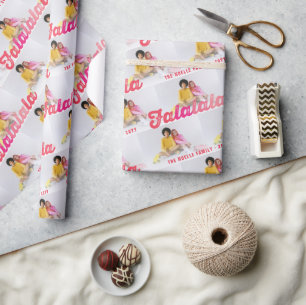 Falalala Pink Ombre Skript Weihnachts-Foto Geschenkpapier
