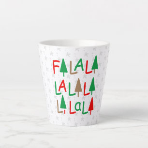 Falalala... Red Green Brown Snowflakes Latte Tasse