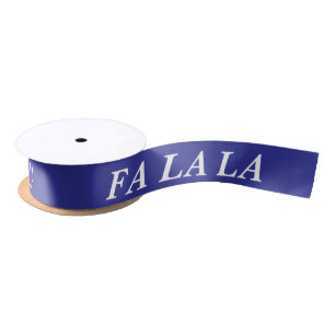 FALALALA STYLISH MODERN MERRY CHRISTMAS DARK BLUE SATINBAND