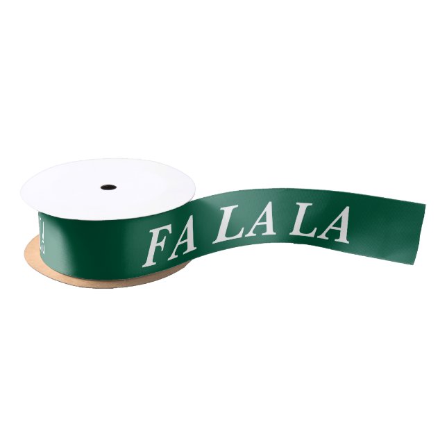 FALALALA STYLISH MODERN MERRY CHRISTMAS DARK GREEN SATINBAND (Spule)