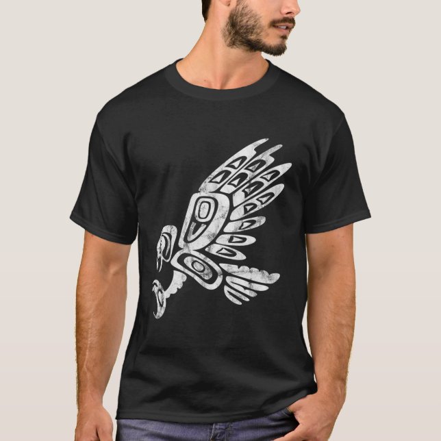 Falcon Abstrakt Haida Art Pazifik Nordwestküste T-Shirt (Vorderseite)