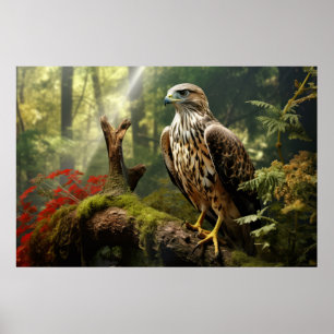 Falcon Animal Bird Wildlife Wilderness Colorful Poster