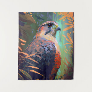 Falcon Bird Animal Portrait Painting Wildlife Free Wandteppich