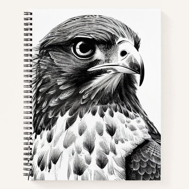 Falcon Bird Wild Nature Animal Illustration Art Notizbuch (Vorderseite)