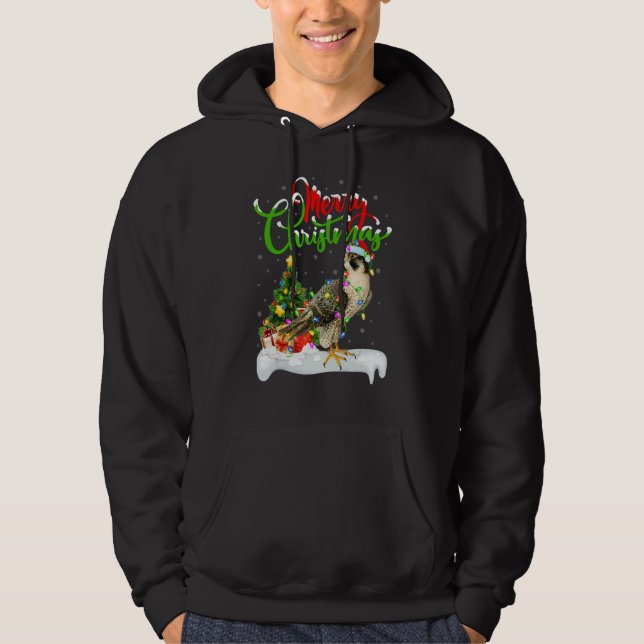 Falcon Bird   Xmas Decorations Santa Falcon Christ Hoodie (Vorderseite)