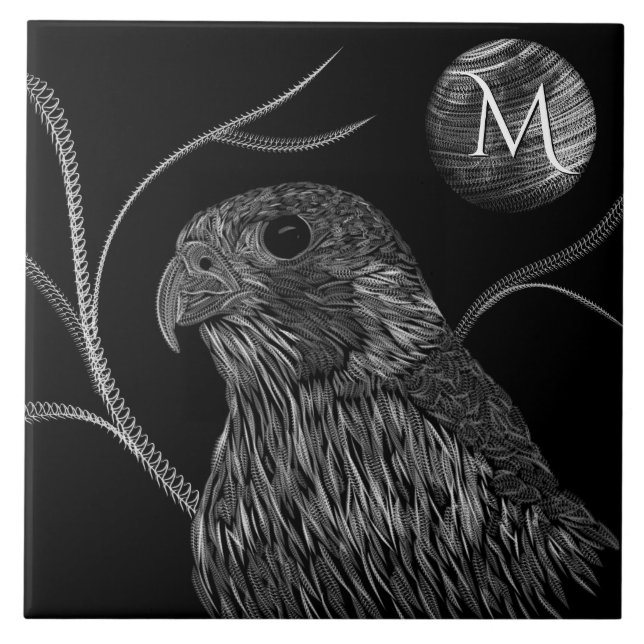 Falcon Full Moon Monogram Black Fliese (Vorderseite)