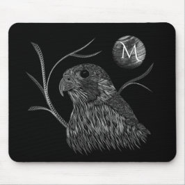 Falcon Full Moon Monogram Black Mousepad