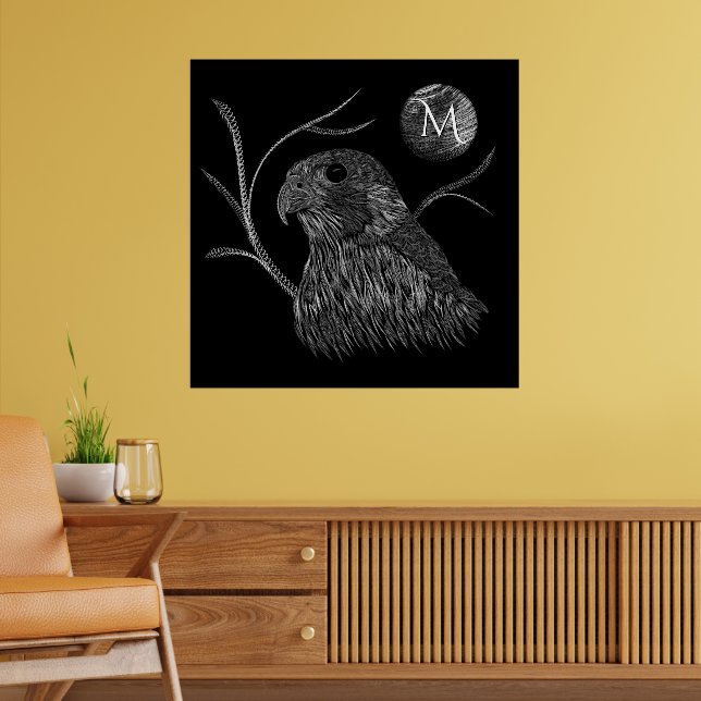 Falcon Full Moon Monogram Black Poster (Wohnzimmer 2)