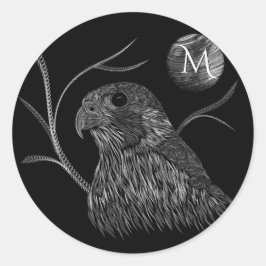 Falcon Full Moon Monogram Black Runder Aufkleber
