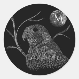 Falcon Full Moon Monogram Black Runder Aufkleber