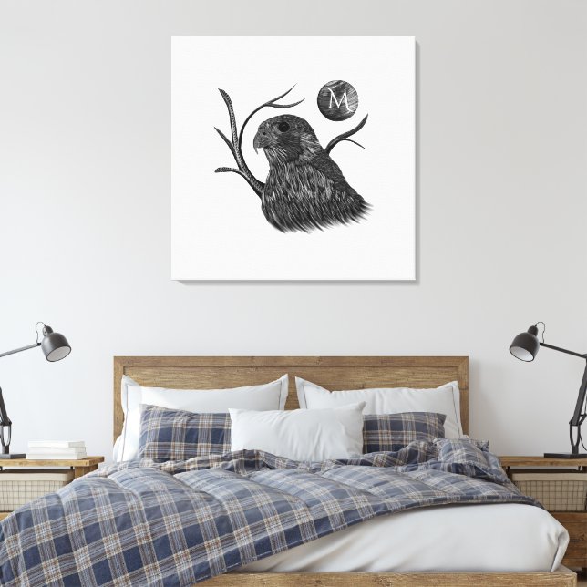 Falcon Full Moon Monogram Leinwanddruck (Insitu (Schlafzimmer))