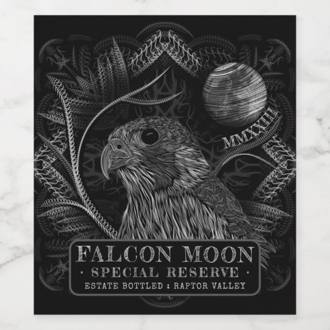 Falcon Full Moon Wine Label Weinetikett (Einzelnes Label)