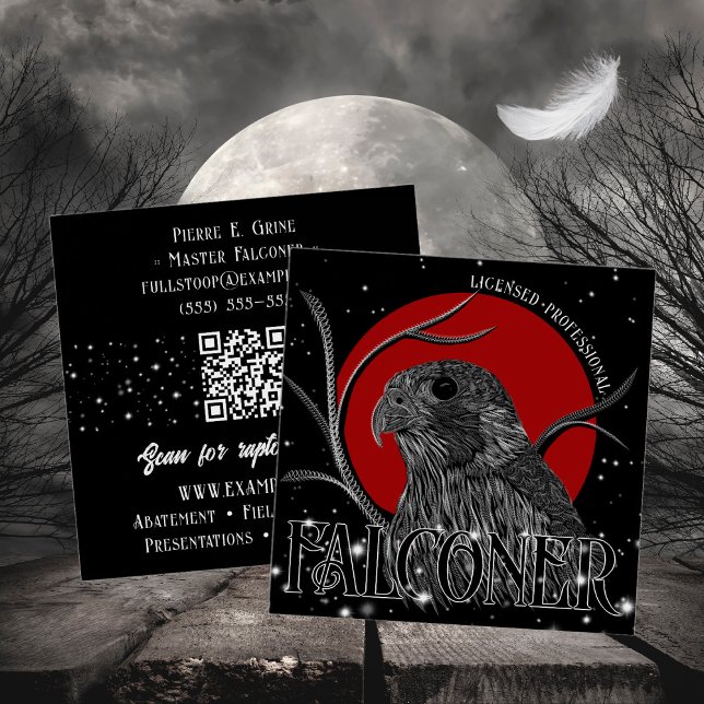 Falcon Hunter's Moon Black Falconry Services Quadratische Visitenkarte (Von Creator hochgeladen)