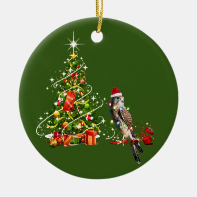 Falcon mit Hat LIGHTS Weihnachten Keramik Ornament (Vorne)