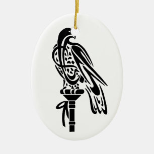 Falcon on Block Perch Keramikornament