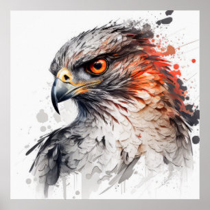 Falcon Portrait Animal Painting Wildlife Poster