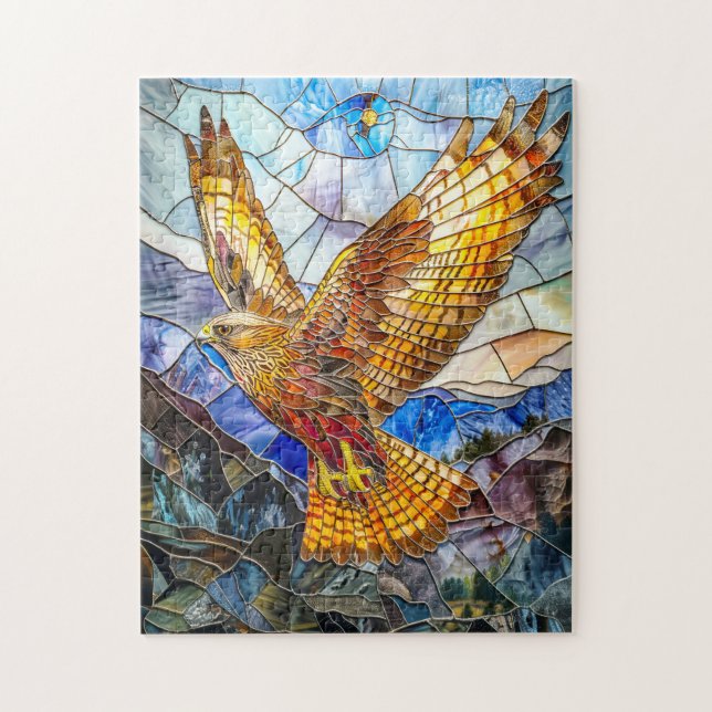 Falcon stürzt über die Landschaft Puzzle (Vertikal)