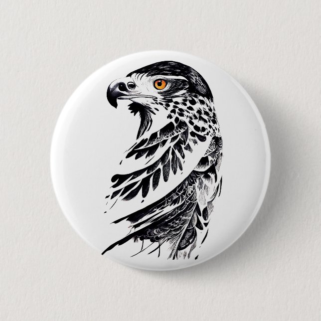 Falcon Wild Animal Nature Illustration Button (Vorderseite)