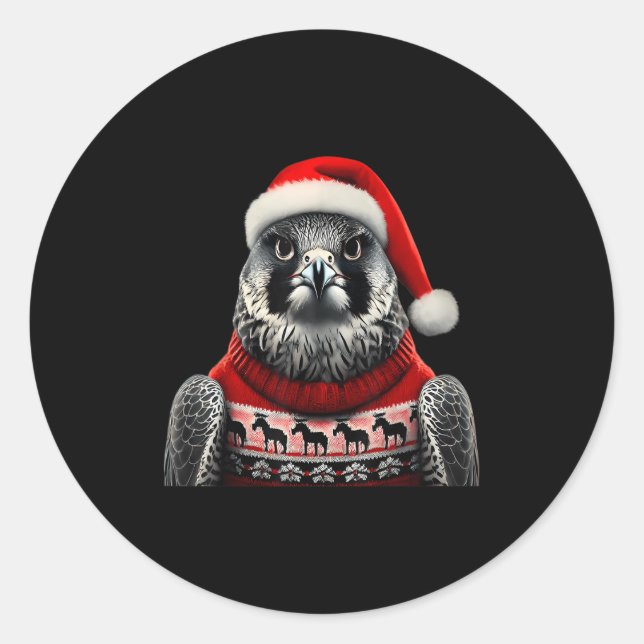 Falcon With Santa Hat Christmas Xmas Lover Fan Tea Runder Aufkleber (Vorderseite)