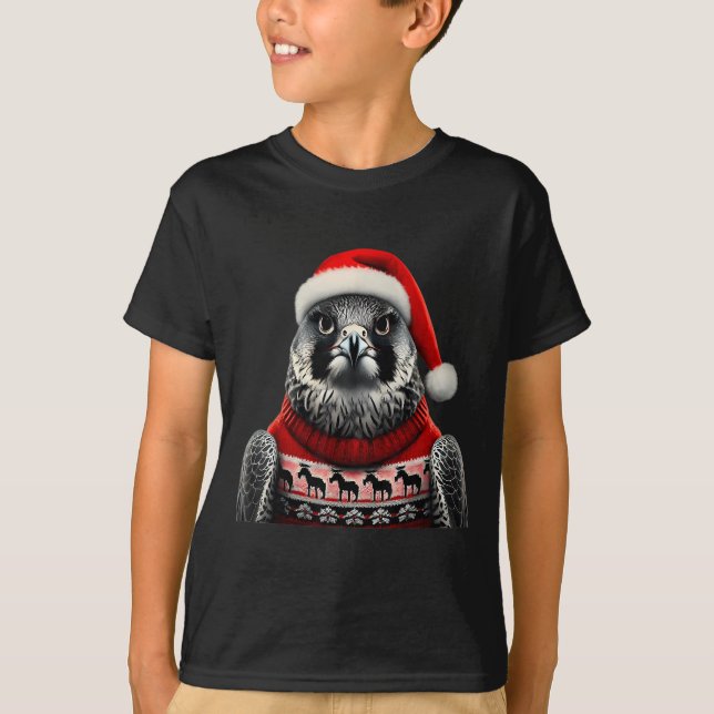 Falcon With Santa Hat Christmas Xmas Lover Fan Tea T-Shirt (Vorderseite)