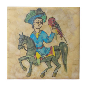 Falconer on Horse c1900 Repro Persisch Türkisch Fliese