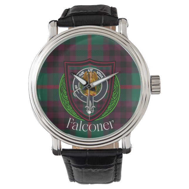 Falconer Schottischer Clan-Tartan und Wappen Armbanduhr (Vorderseite)