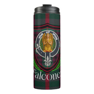 Falconer Schottischer Clan Tartan & Wappen Thermosbecher