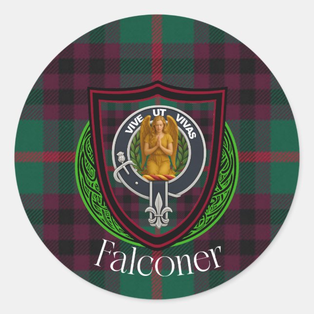 Falconer Scottish Clan Tartan & Crest Runder Aufkleber (Vorderseite)
