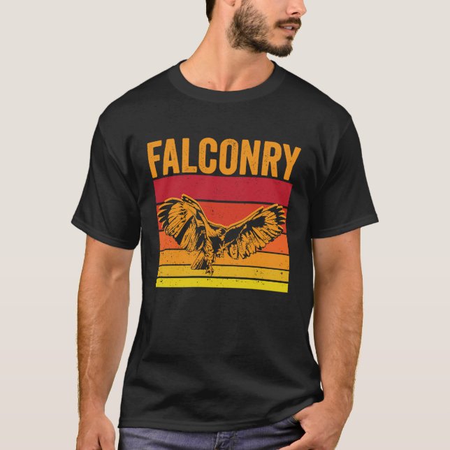 Falconry Retro Sunset Falcon T-Shirt (Vorderseite)