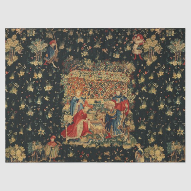 FALCONS BATH Red Blue Antique Mittelalterliches Ta Seidenpapier (Vorderseite)