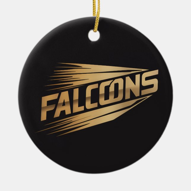 Falcons Golden Speed-Typografie-Design Keramik Ornament (Vorne)