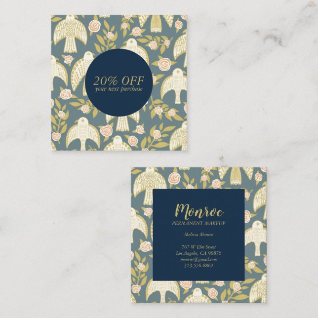 Falcons & Rose Chic Elegante Illustriert Rabattkarte (Vorne/Hinten)