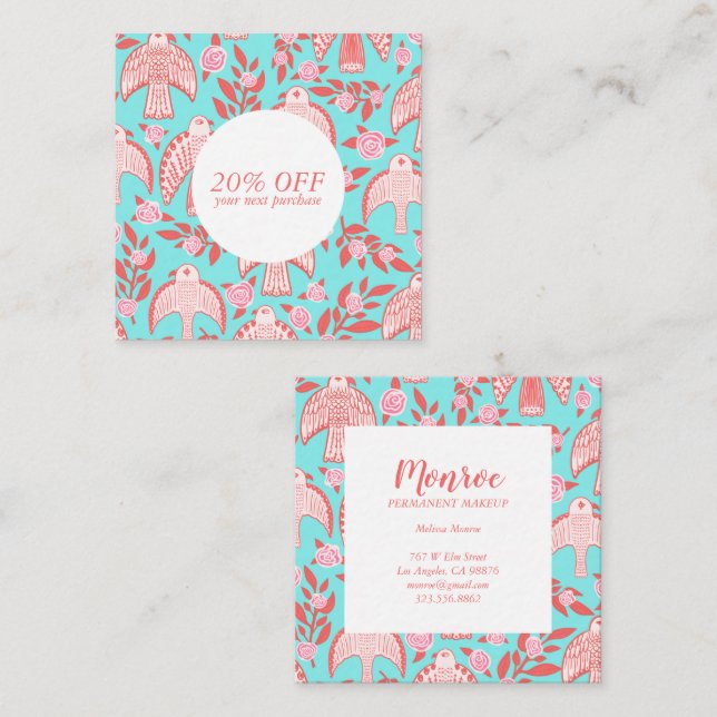 Falcons & Rose Chic Elegante Illustriert Rabattkarte (Vorne/Hinten)