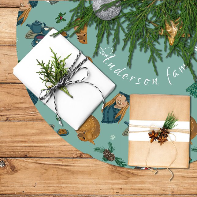 Falda árbol de navidad con muñeco de nieve polyester weihnachtsbaumdecke (Christmas tree skirt with snowman)