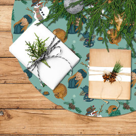 Falda árbol de navidad con muñeco de nieve polyester weihnachtsbaumdecke