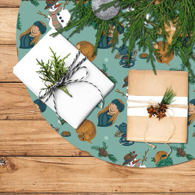 Falda árbol de navidad con muñeco de nieve polyester weihnachtsbaumdecke (Von Creator hochgeladen)