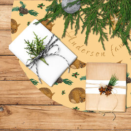 Falda árbol navidad con cervatillo y ramas. polyester weihnachtsbaumdecke