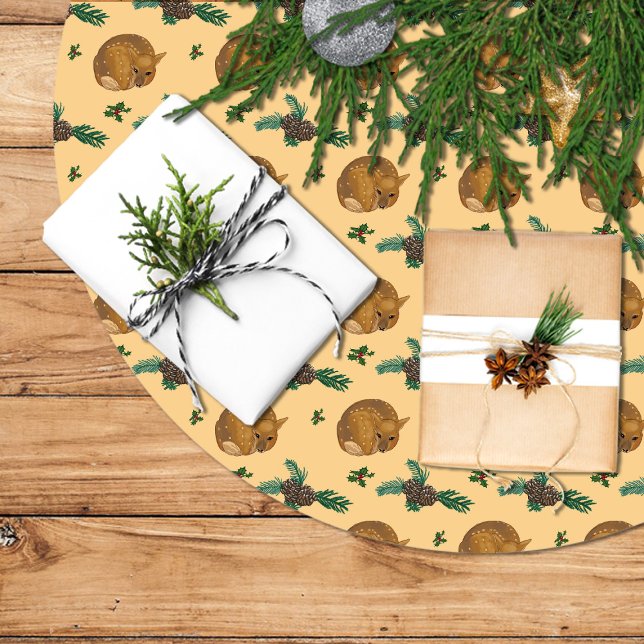 Falda árbol navidad con cervatillo y ramas. polyester weihnachtsbaumdecke (Von Creator hochgeladen)