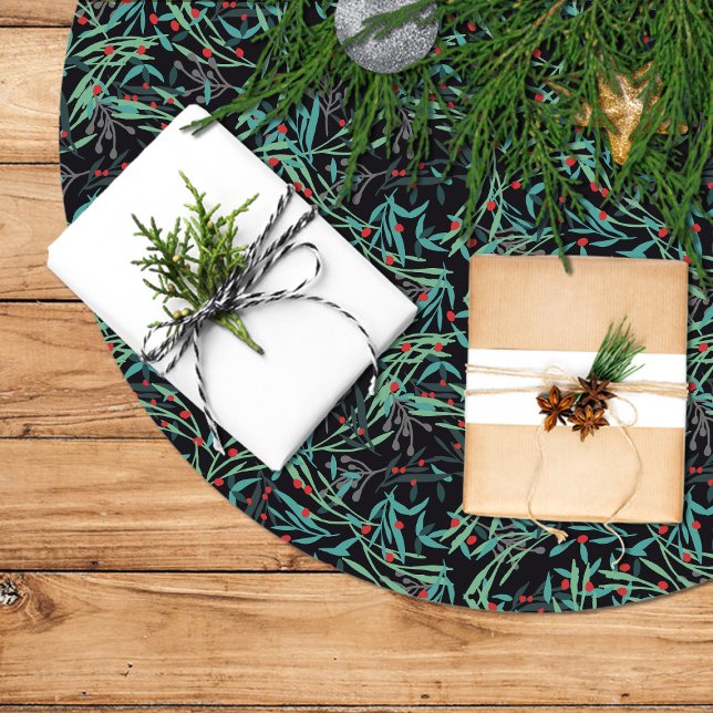 Falda árbol navidad con hojas de acebo polyester weihnachtsbaumdecke (Von Creator hochgeladen)