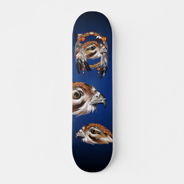 Falke-Gesicht Dreamcatcher Skateboard (Vorne)